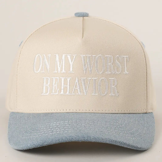On My Worst Behavior Embroidered Trucker Hat