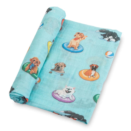 Poolside Pups Baby Muslin Swaddle Blanket