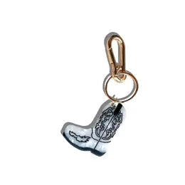 Hand-Painted Cowboy Boot Bag Charm + Keychain | Eco-Friendly