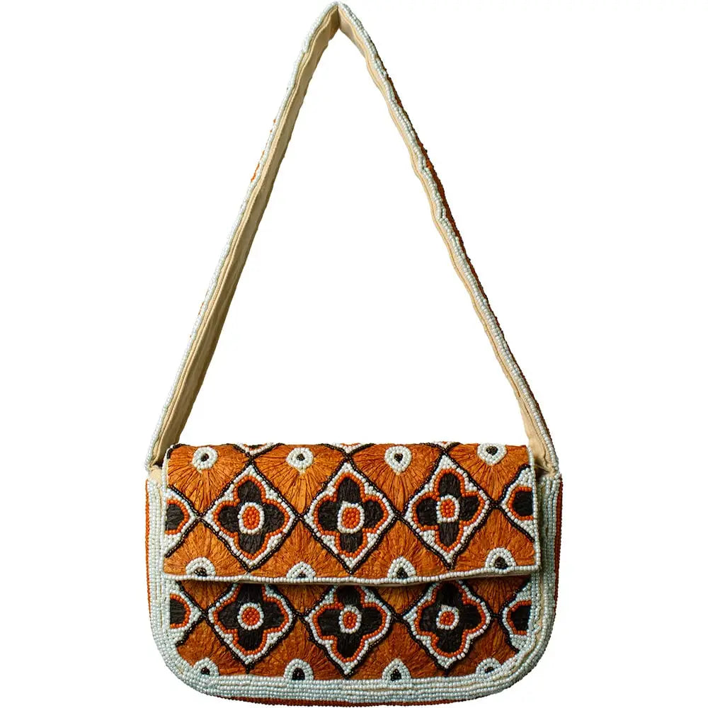 Terracotta Boho Beaded Shoulder Bag
