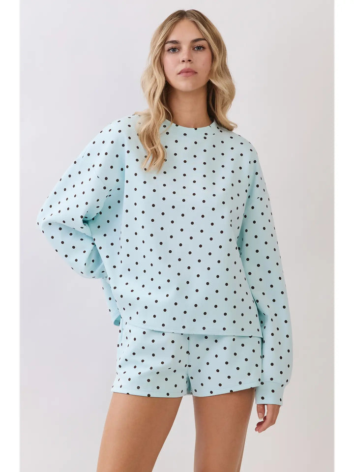 Polka Dot Print Lounge Sweatshirt