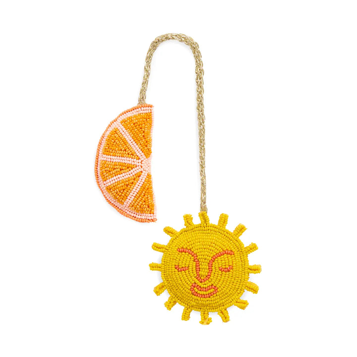 Orange/Sun Beaded Bag Charm,Multi