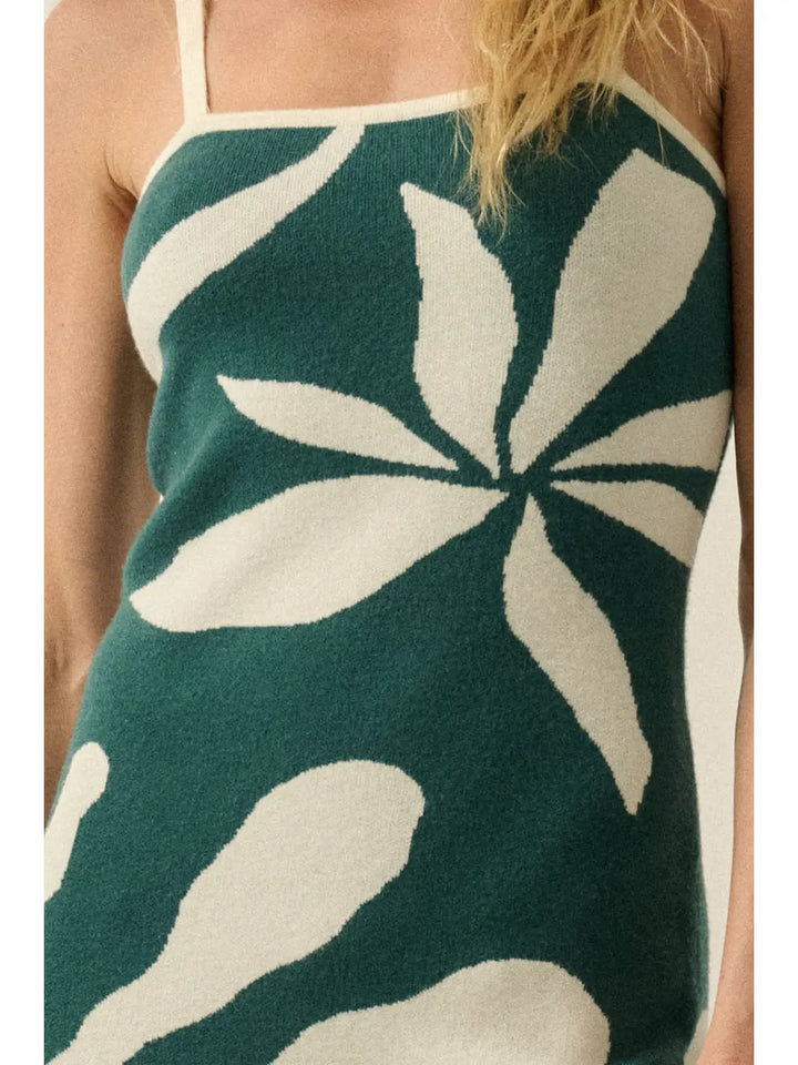 Tropical Floral Jacquard-Knit Maxi Cami Sweater Dress