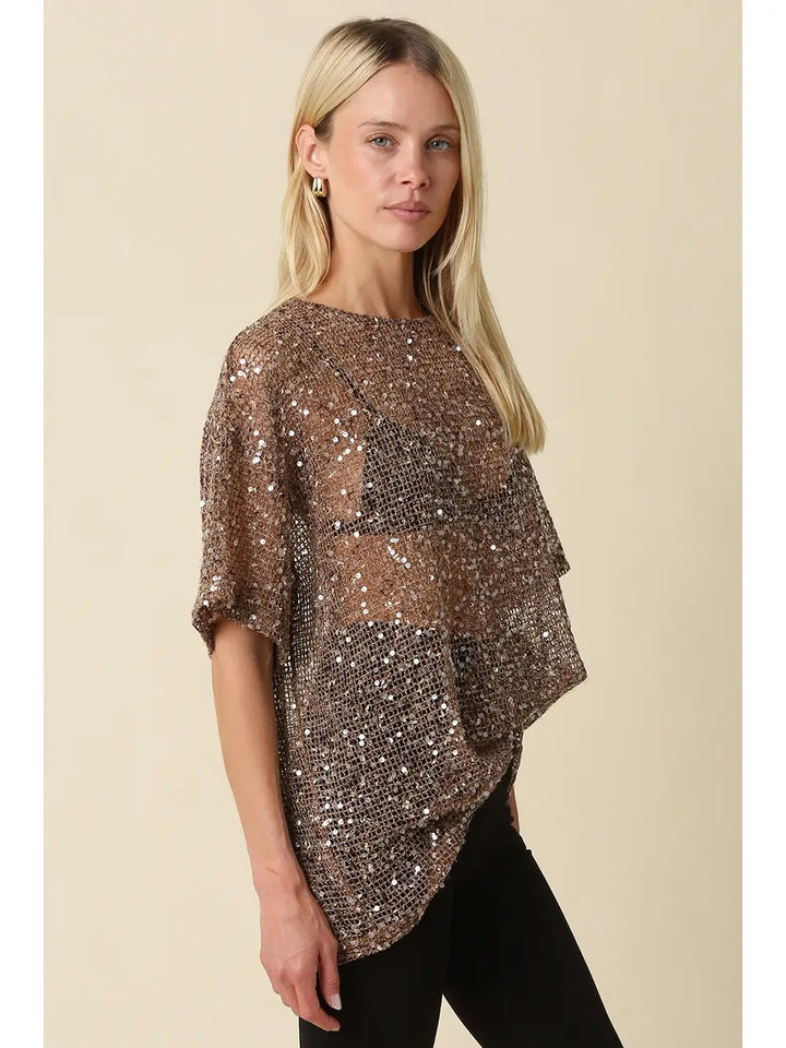 Rena Sequin Mesh Top