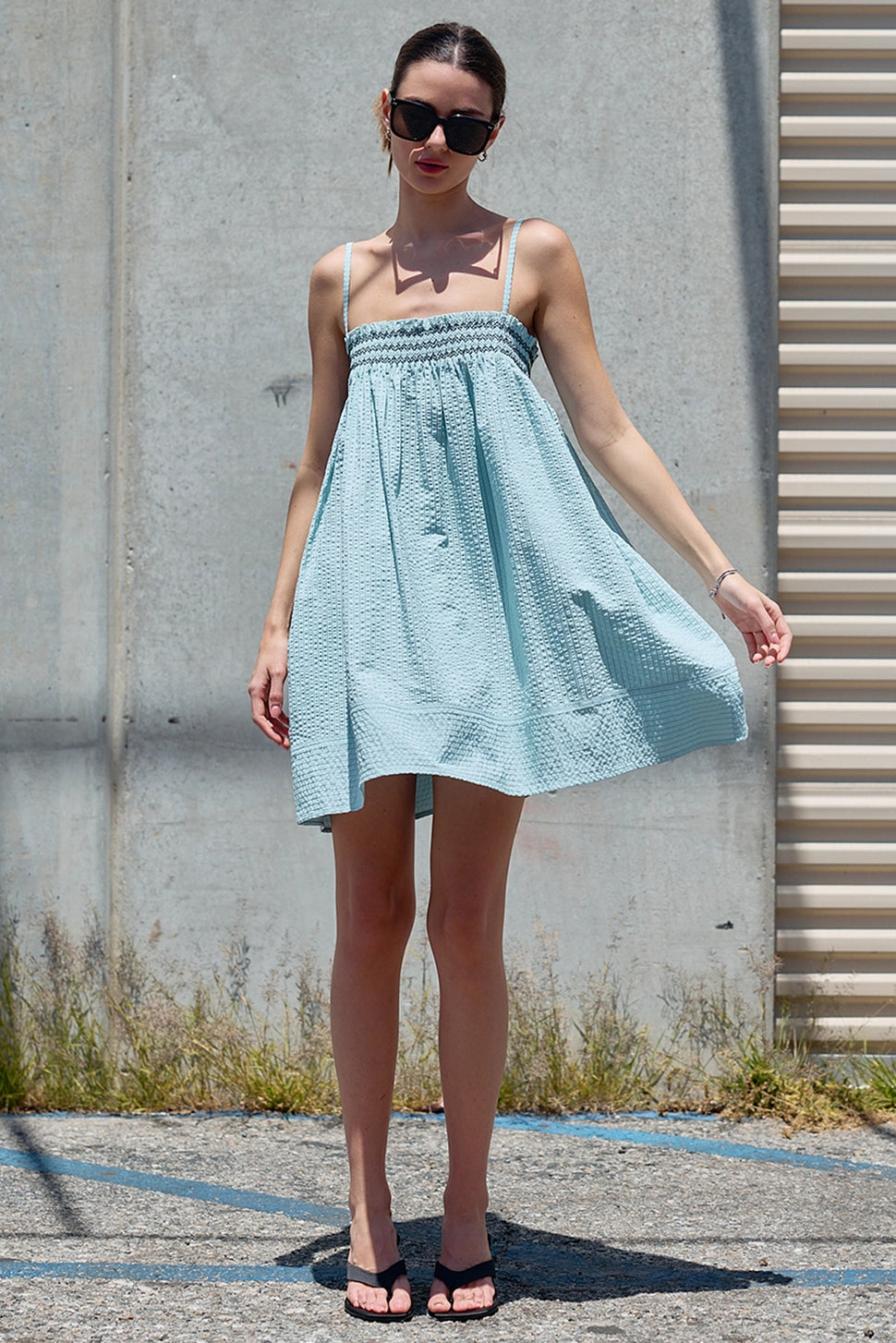 Smocked Stripe Cami Dress