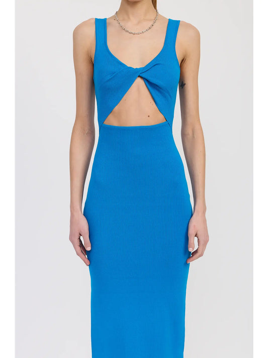 Front Knot Midi Dress with Cutout