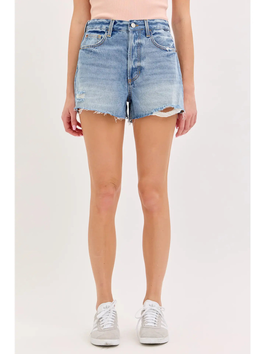 Mom Short with Distressed Hem