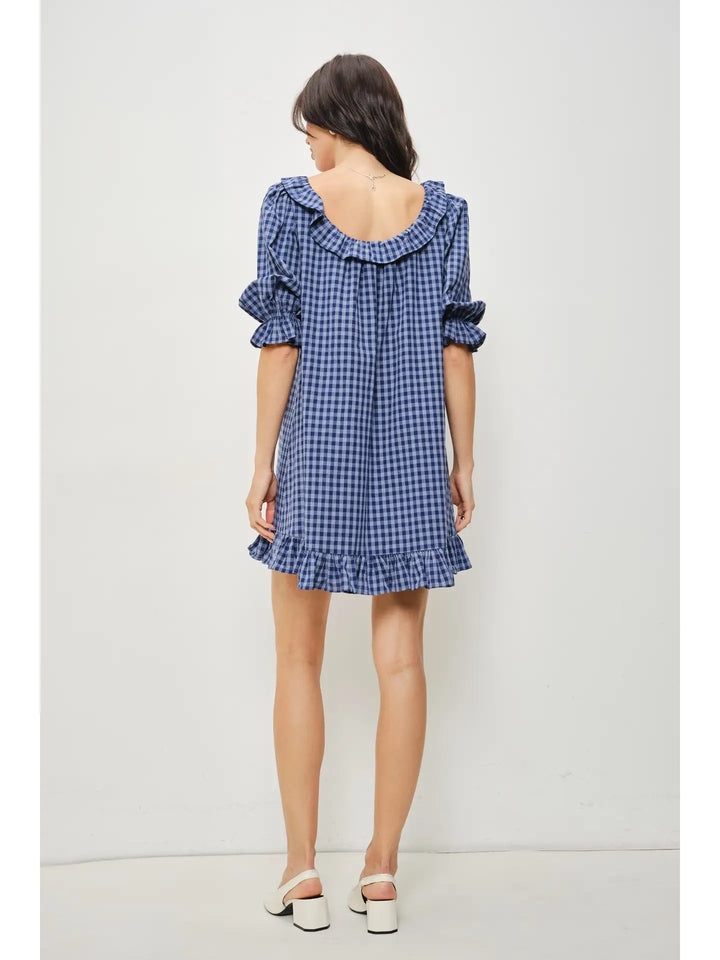 Barron Cotton Gingham Babydoll Dress
