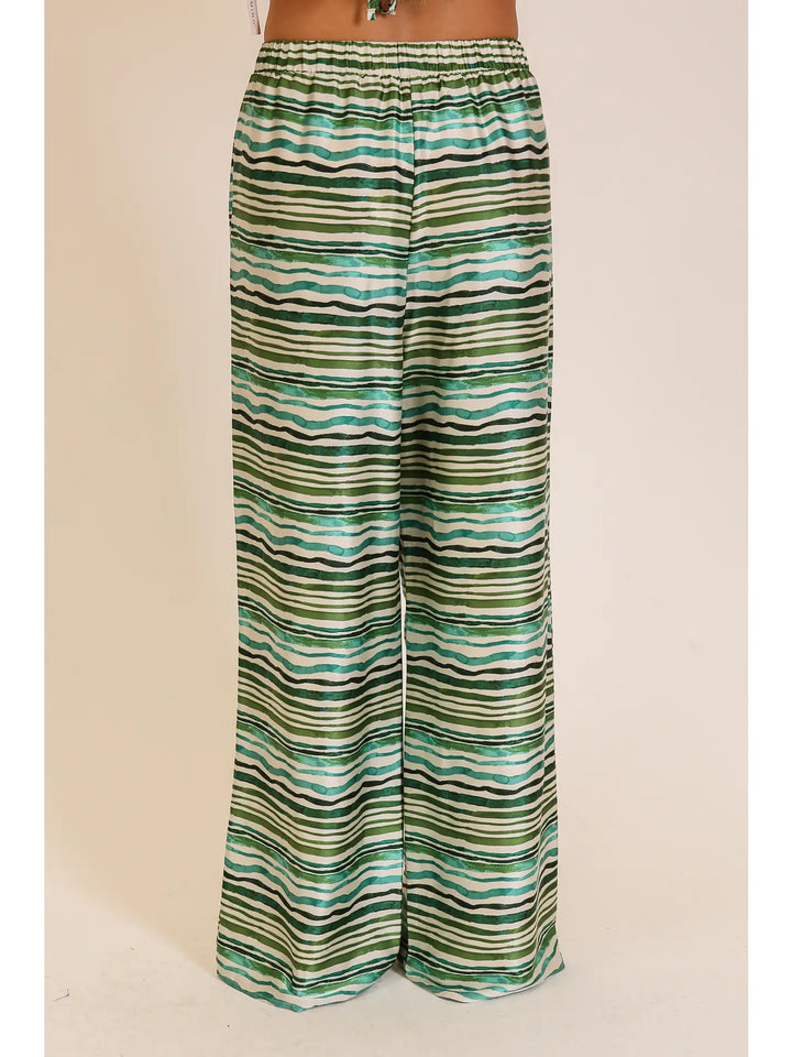 Abstract Stripe Wide Leg Pants
