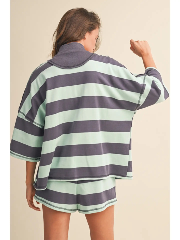 Striped Half Zip Top