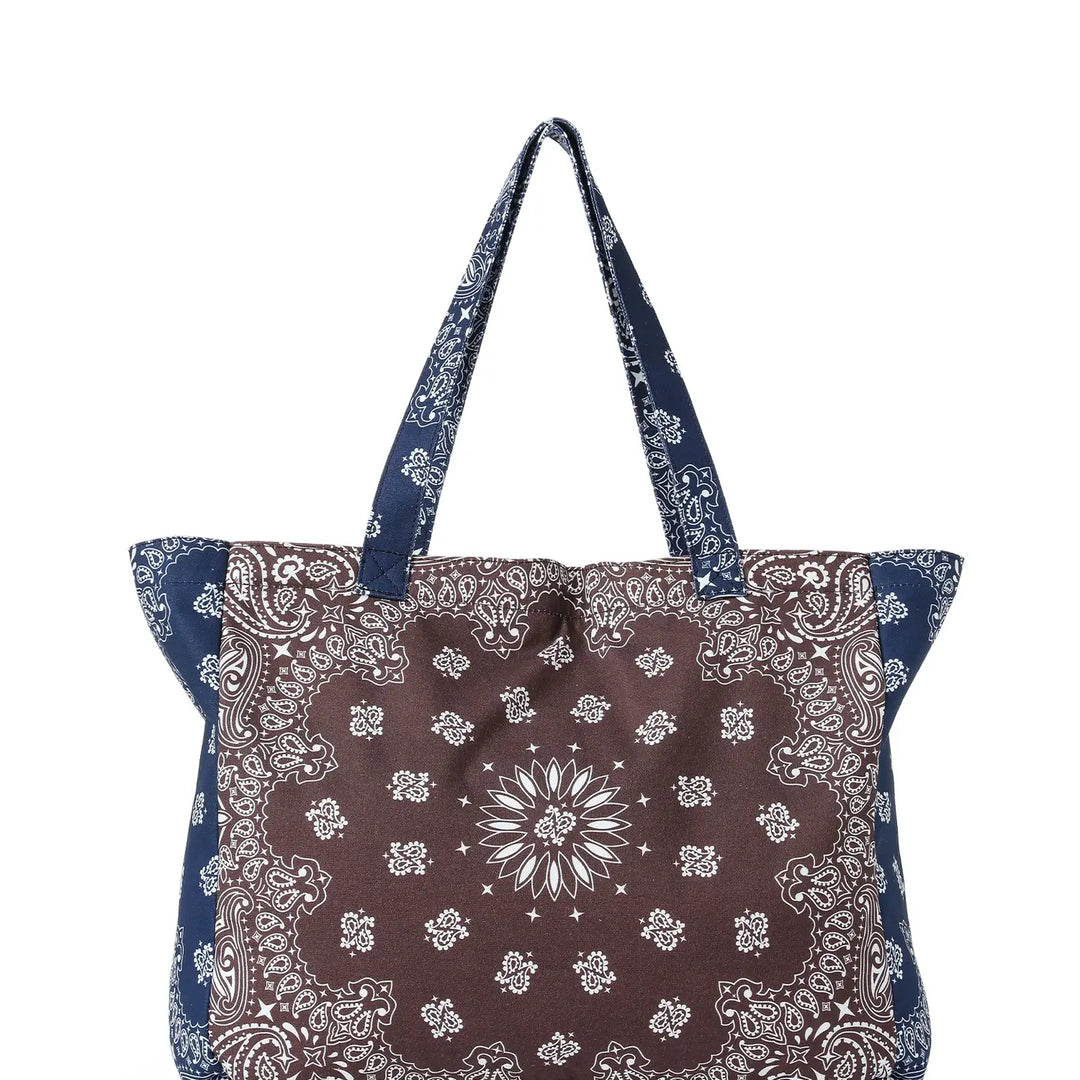 Bandana Print Canvas Tote - Bailey Brown/Navy