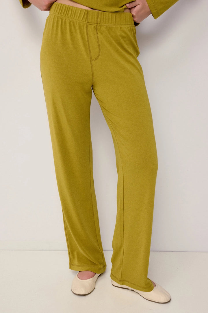 Chartreuse Callie Pants | Knit Wide Leg Boxer Pants