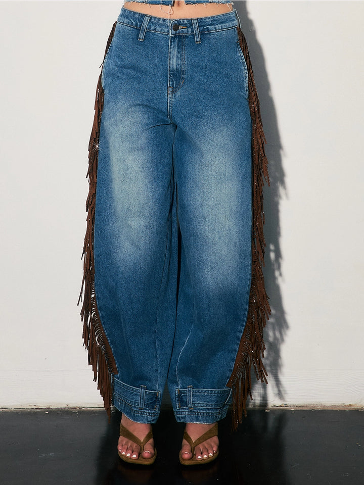 Fringe Baggy Jeans