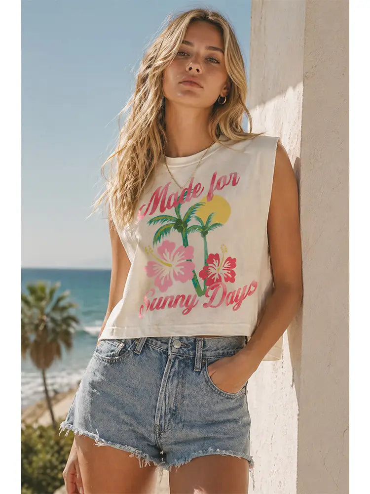 Made For Sunny Days Muscle Ivory T-Shirt