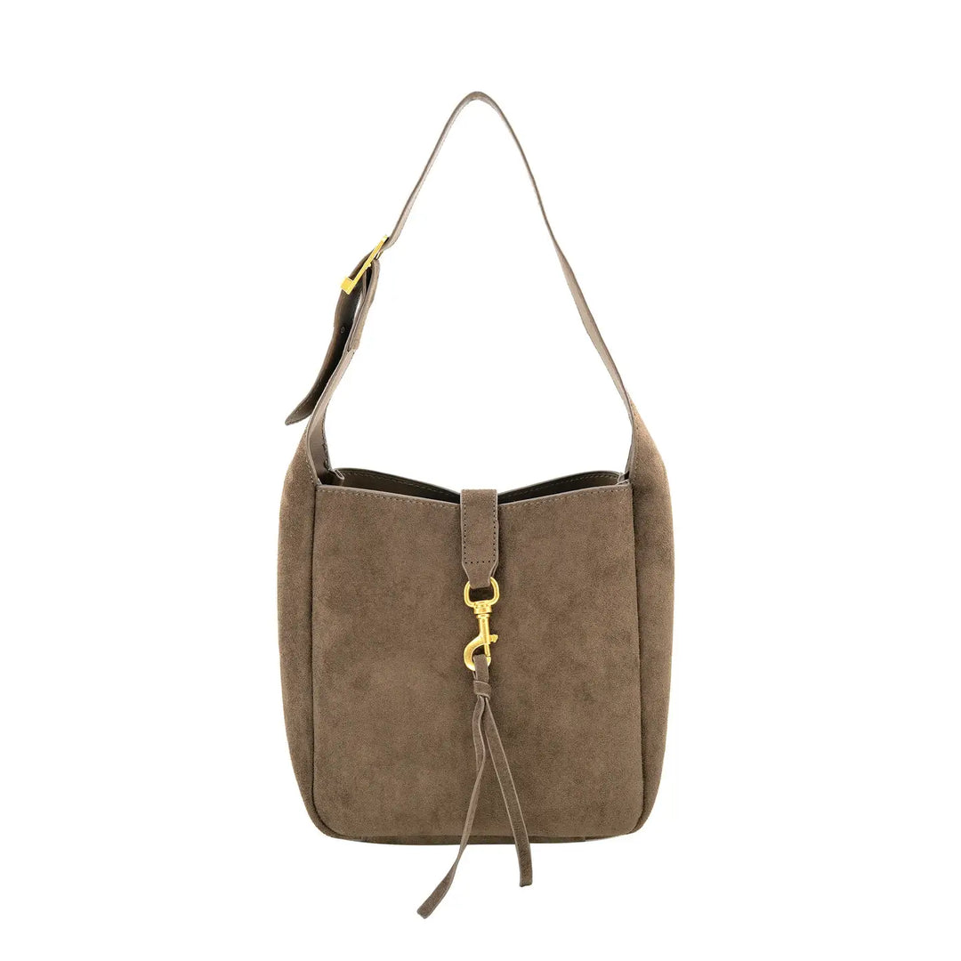 Chocolate Faux Suede Bucket Bag