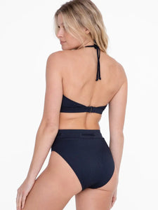 Jacquard Stripe Bandeau Halter Bikini Set