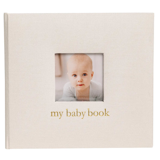 Linen Baby Memory Book, Ivory Linen
