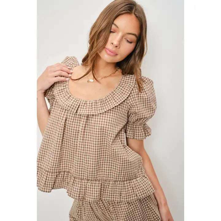 Kora Frill Gingham Top