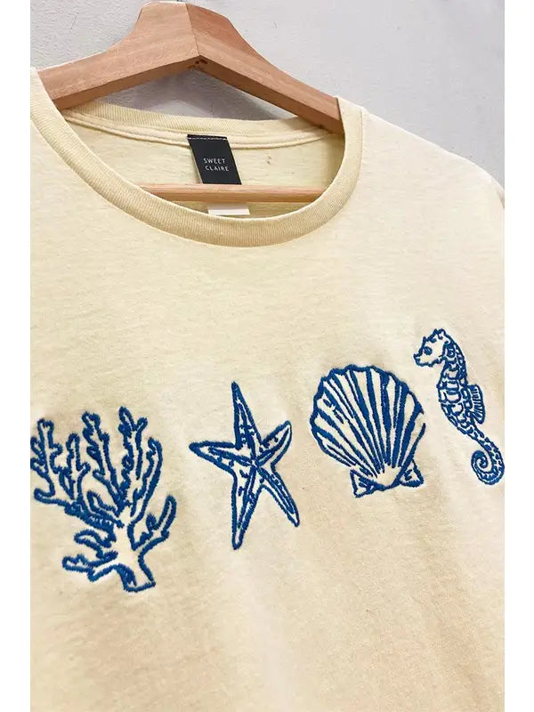 Embroidered Seashell Tee