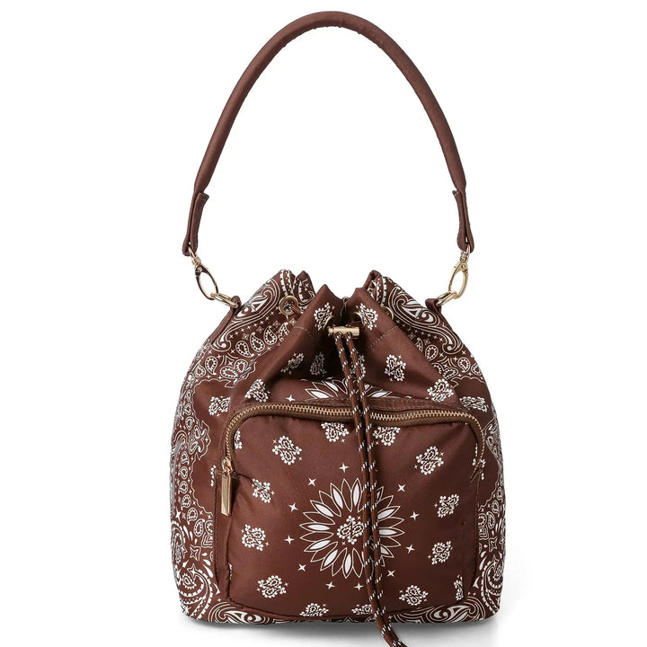 Bandana Print Bucket Bag -Harley Walnut Bandana