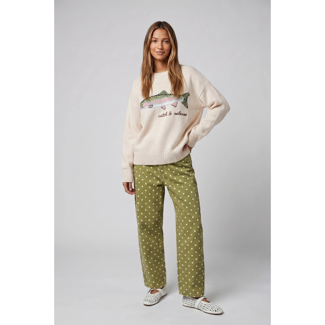 Fish Sweater with "Catch & Release" Embroidery