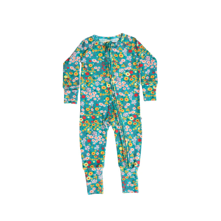 Small Ribbed Bamboo Zip Romper — Summer Meadow