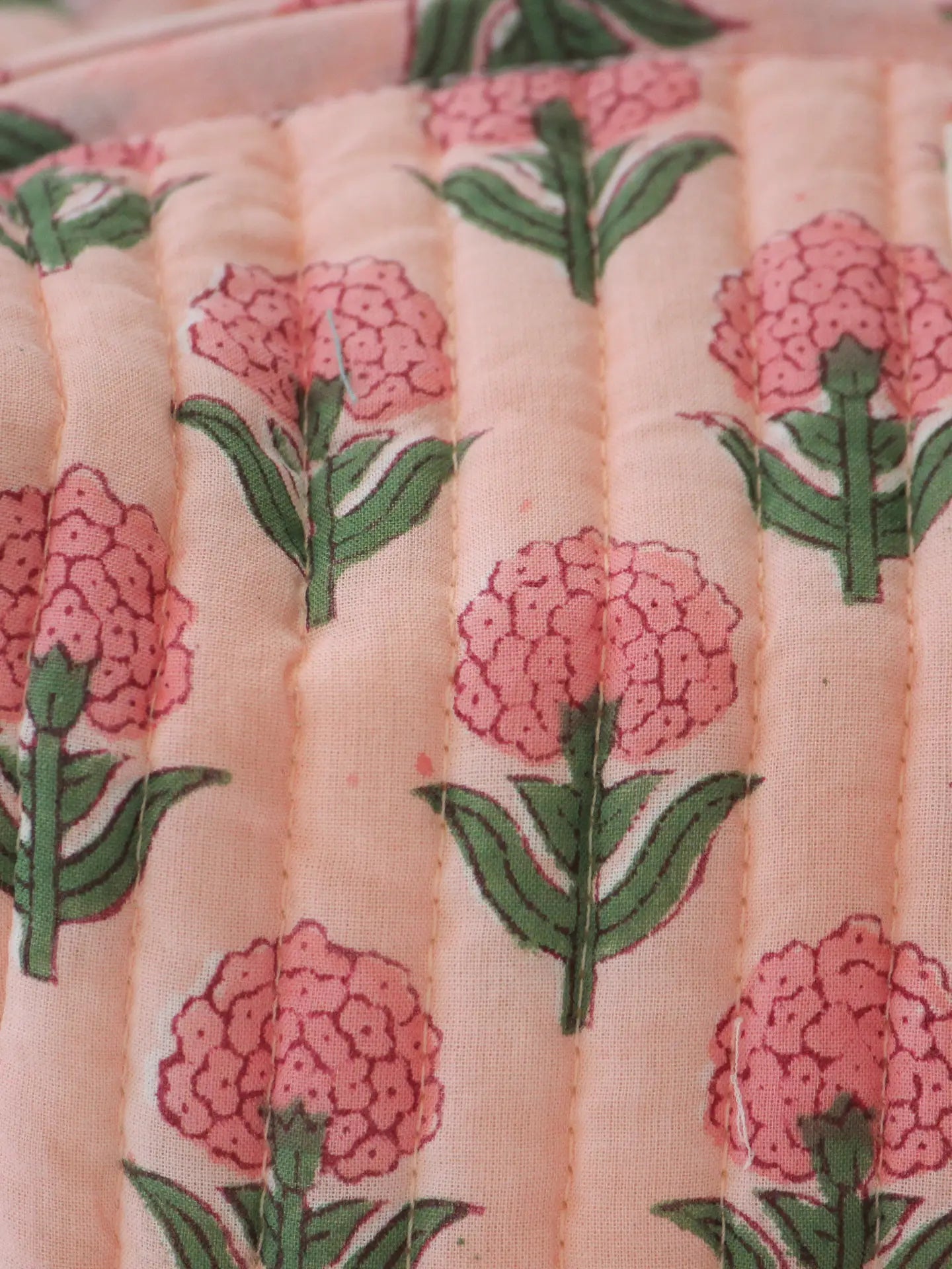 Blush Marigold Print Quilted Block Print Cosmetic Bags