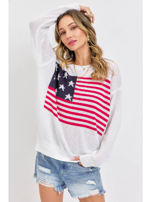 American Flag Lightweight Knit Sweater | Memorial Day