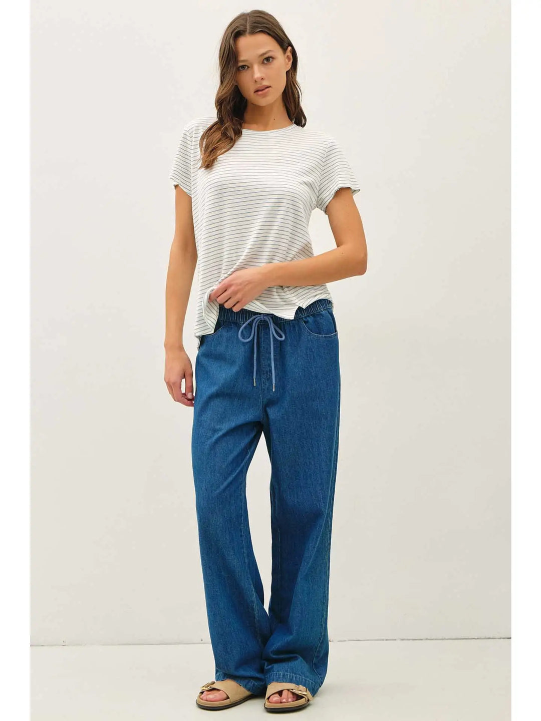 Ultra Comfy Pull On Wide Leg Denim Pants