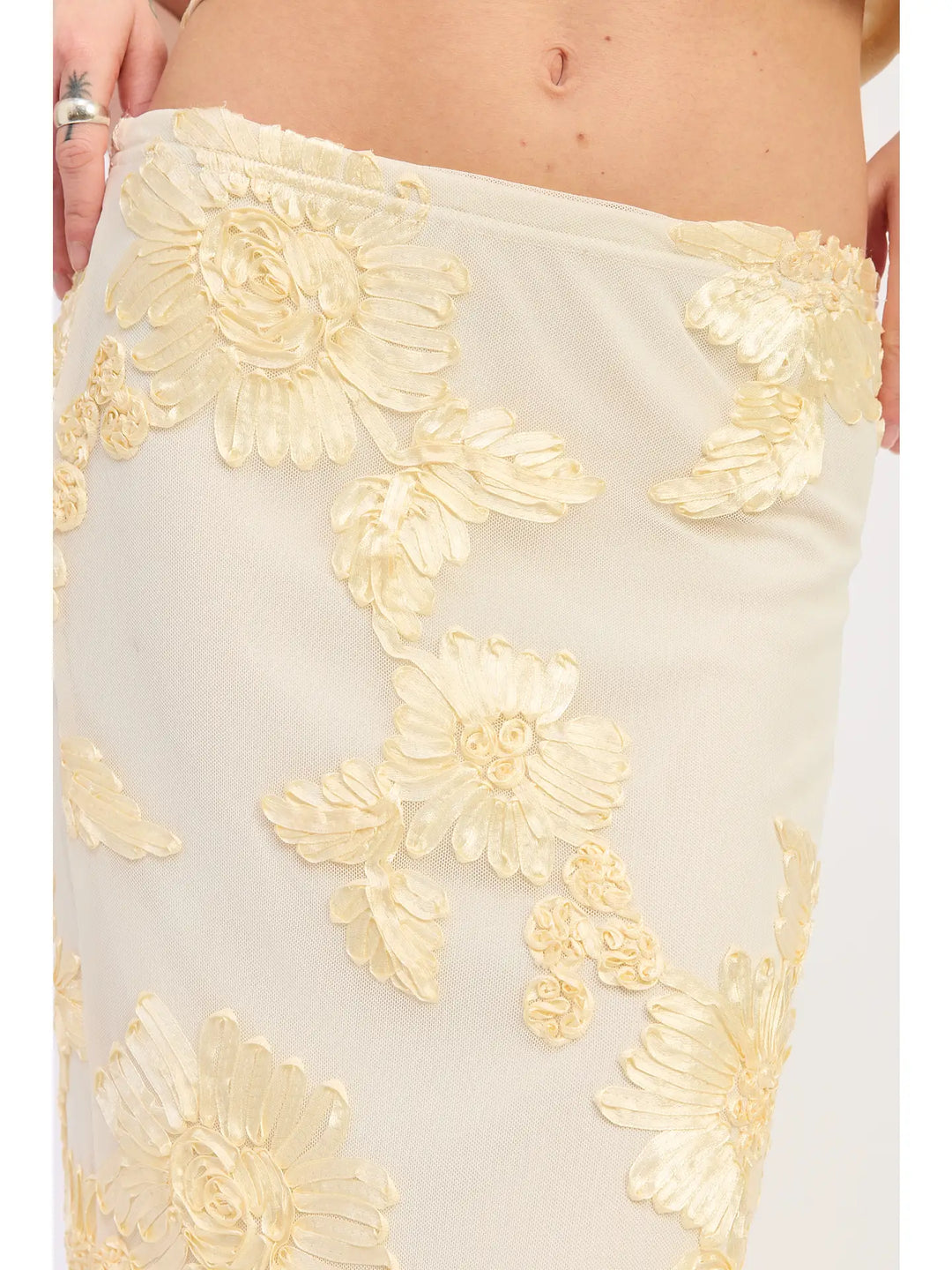 Low Waist Macrame Mesh Maxi Skirt