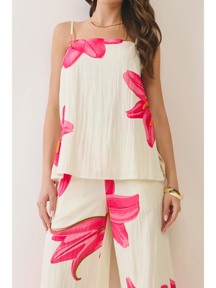 Floral Print Side Zipper Cami Top