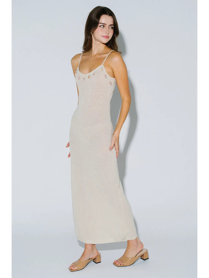 Beaded Lurex Maxi Sweater Dress