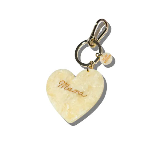 Hand-Painted Mama Heart Acetate Bag Charm + Keychain
