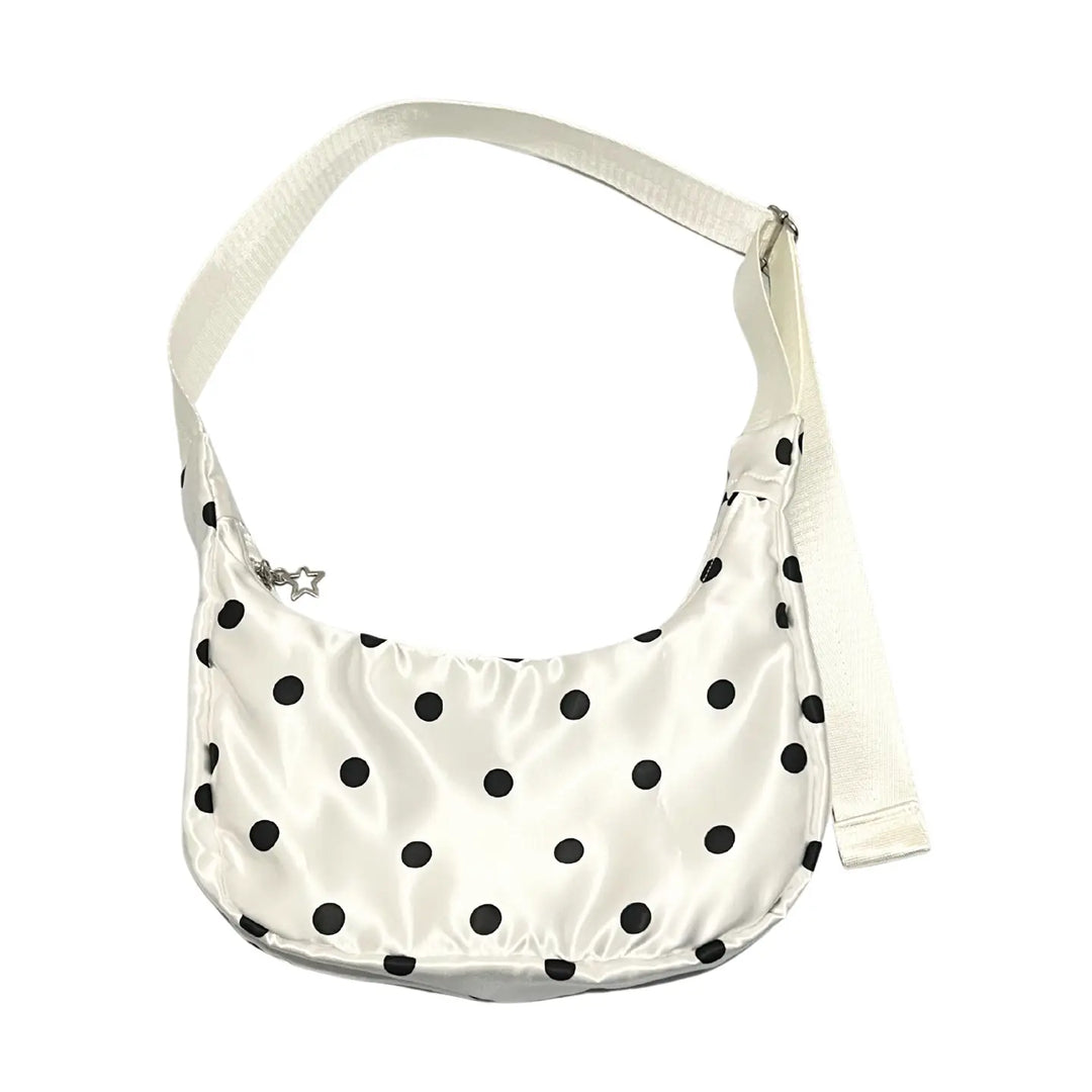 Polka Dot Satin Shoulder Bag