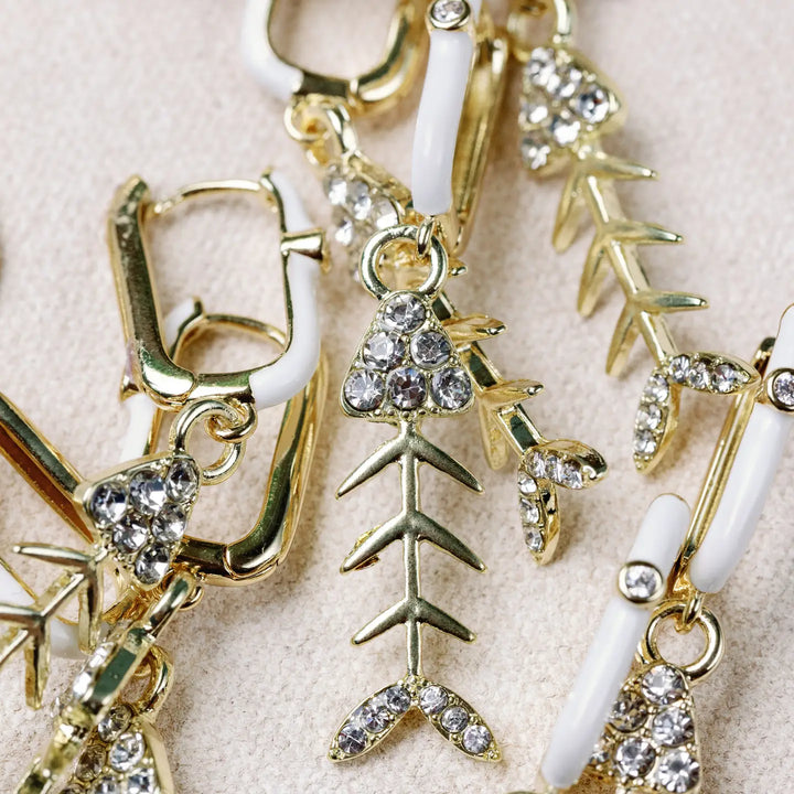 Diamond Capri Bonefish Drop Charm Earrings