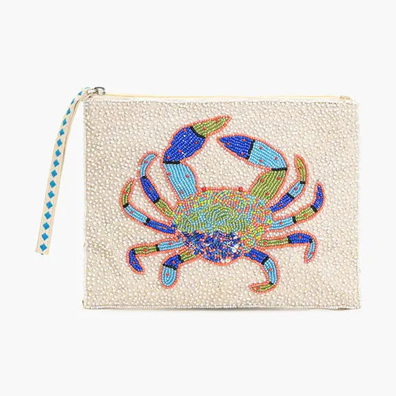 Crabby Waves Beaded Wristlet