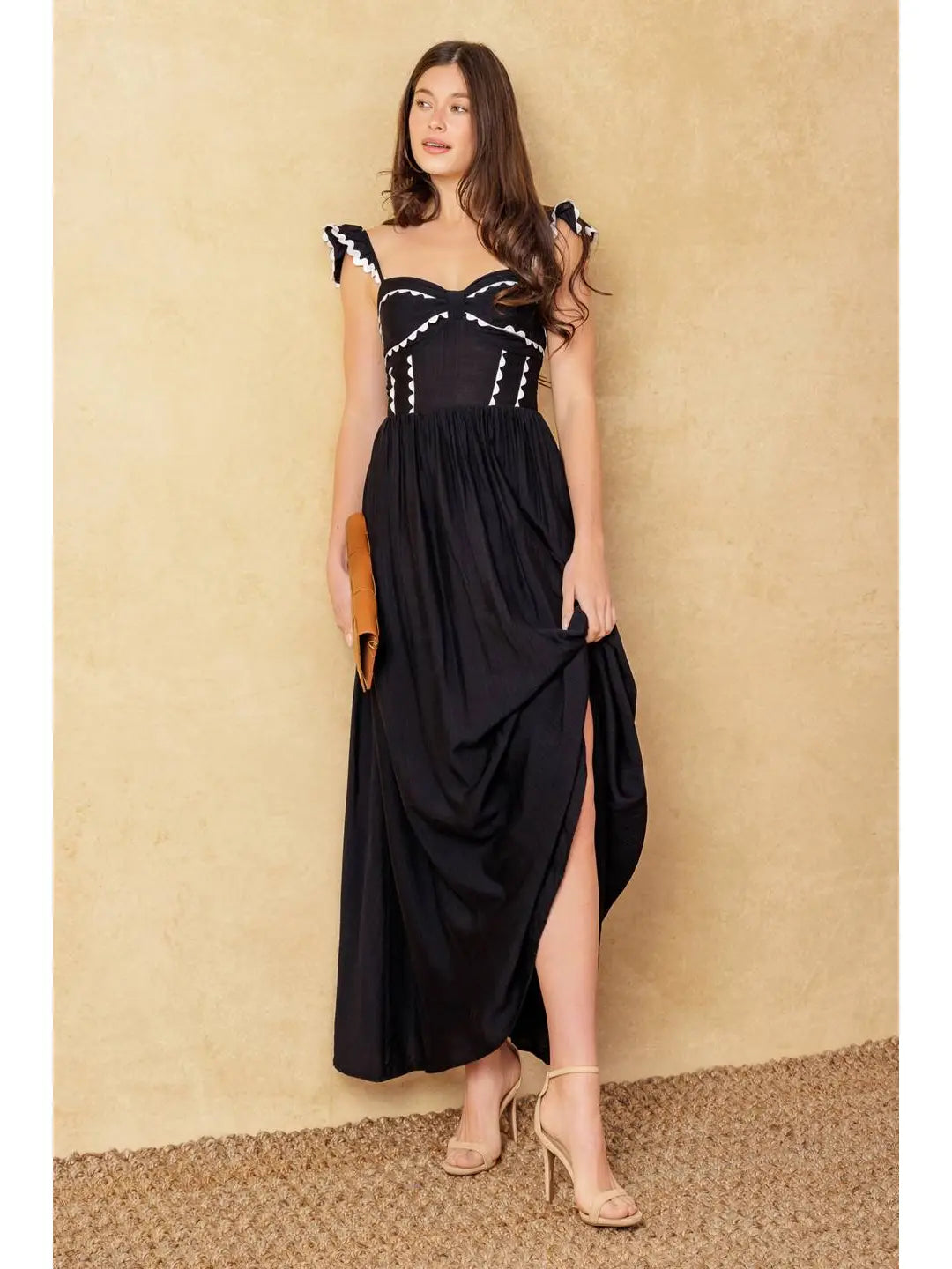 Contrast Woven Maxi Dress