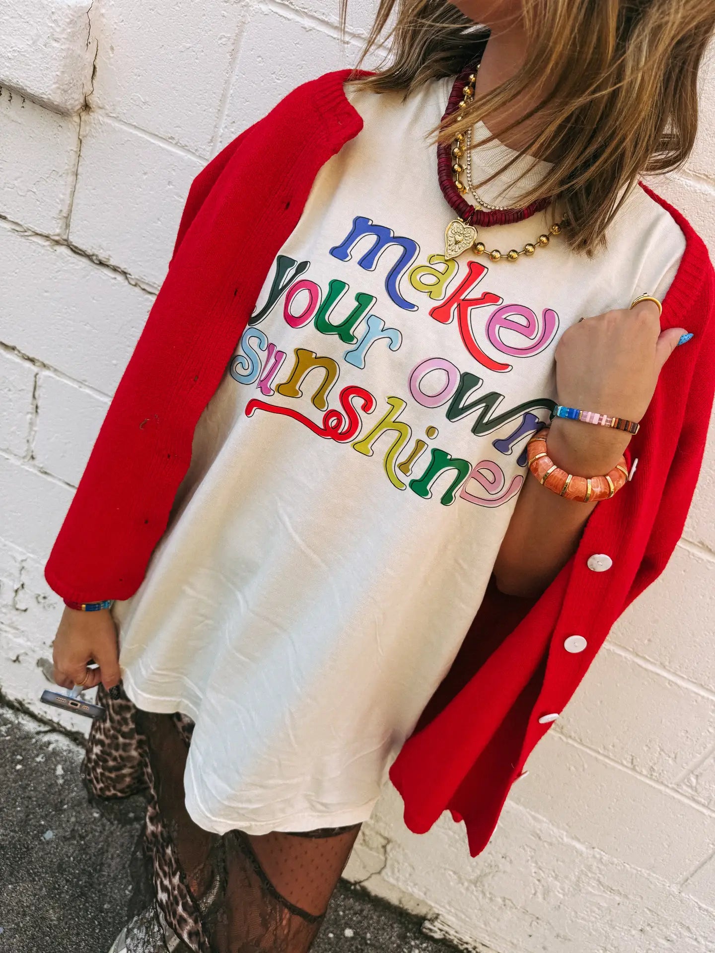 Make Your Own Sunshine Graphic Tee - Ivory / Multicolor