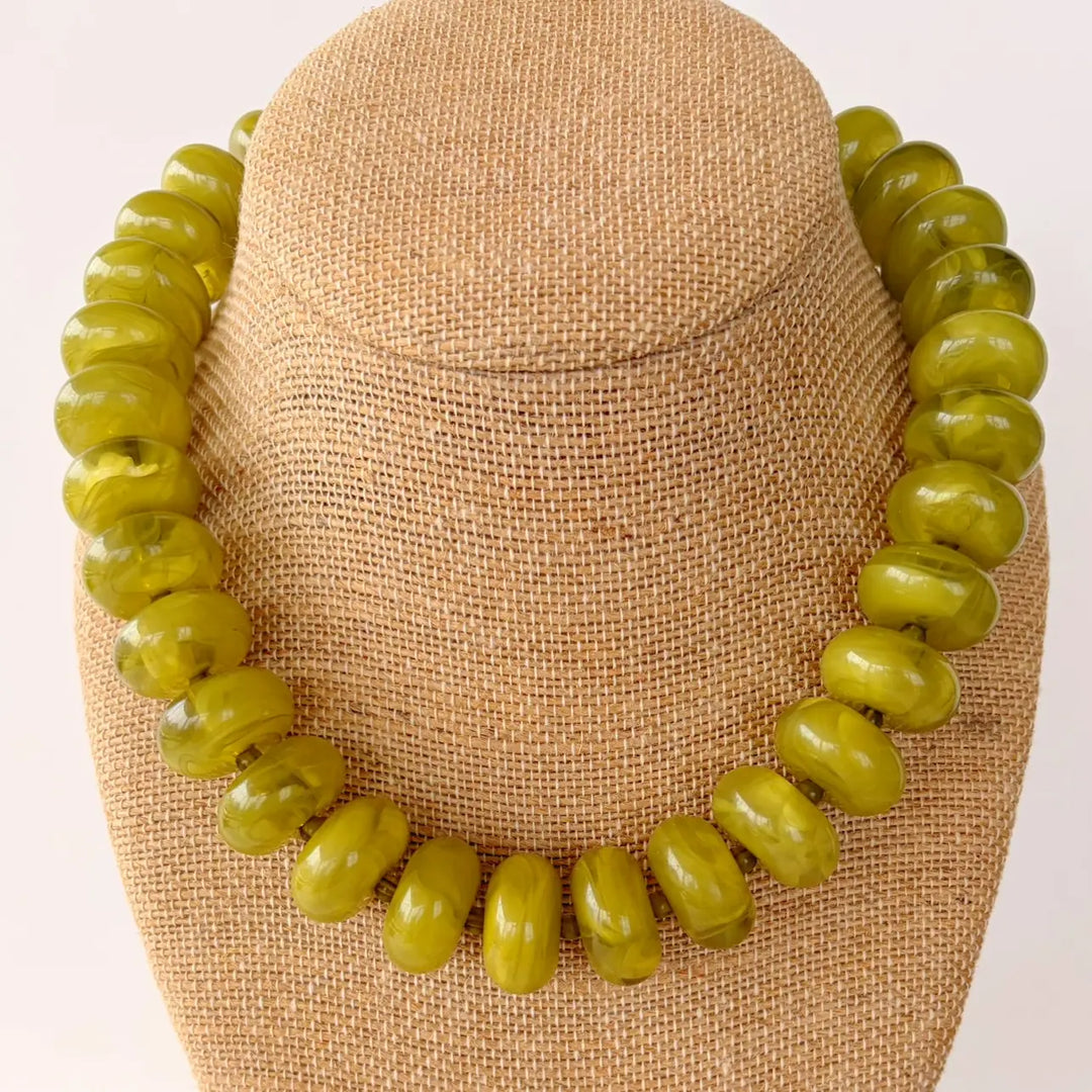The Rory — Green Rondelle Beaded Necklace