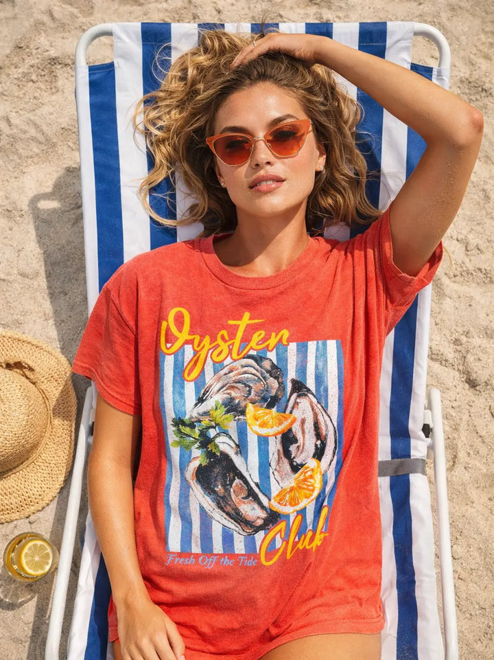 Oyster Club Seafood Mineral-Dyed Tropical T-Shirt