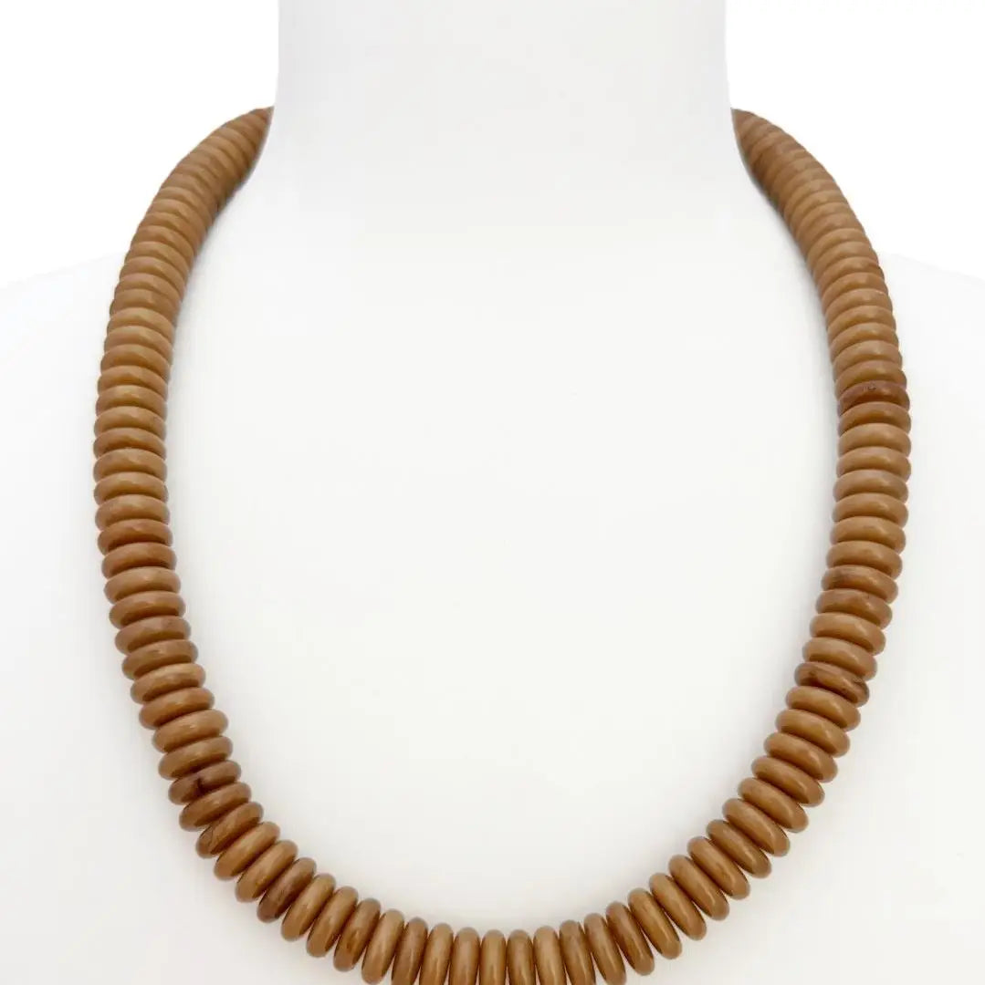 Brown Marble Beaded Disc 16"-18" Necklace