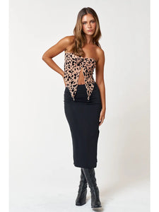 Leopard Print Twisted Front Tube Top