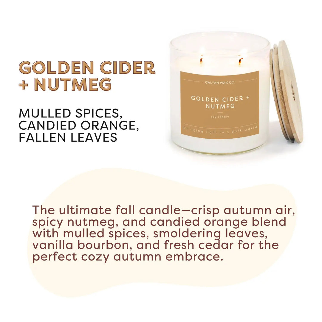 Golden Cider + Nutmeg - Clear Glass Tumbler Soy Candle