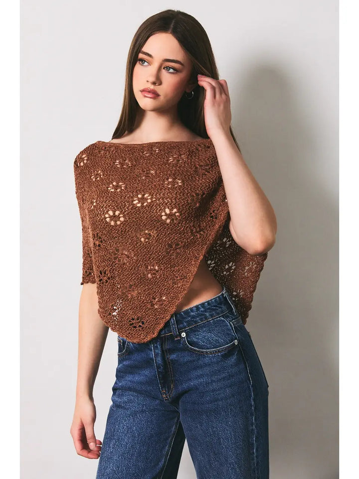 Openwork Detail Sweater Poncho