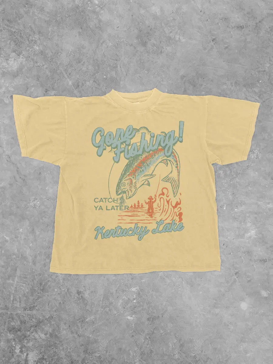 Gone Fishing!, Ky Lake Comfort Colors Cotton Tshirt