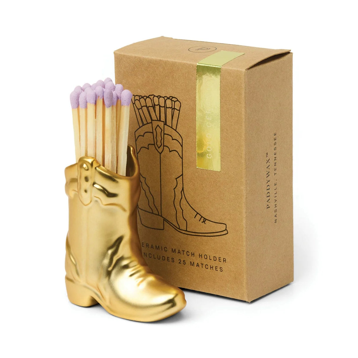 Cowboy Boot Match Holder - Gold Metallic