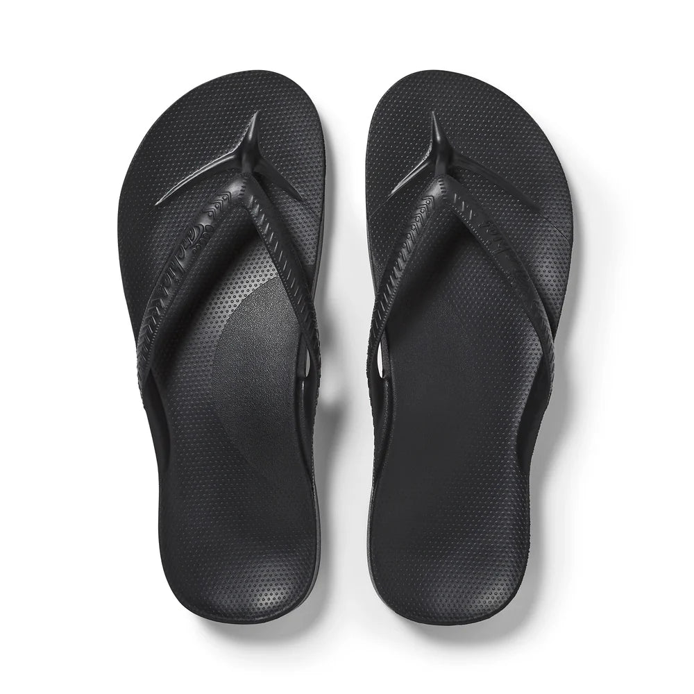 Archies Black Arch Support Flip Flops