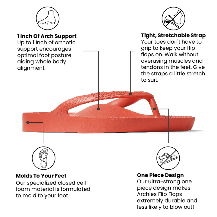Archies Coral Arch Support Flip Flops