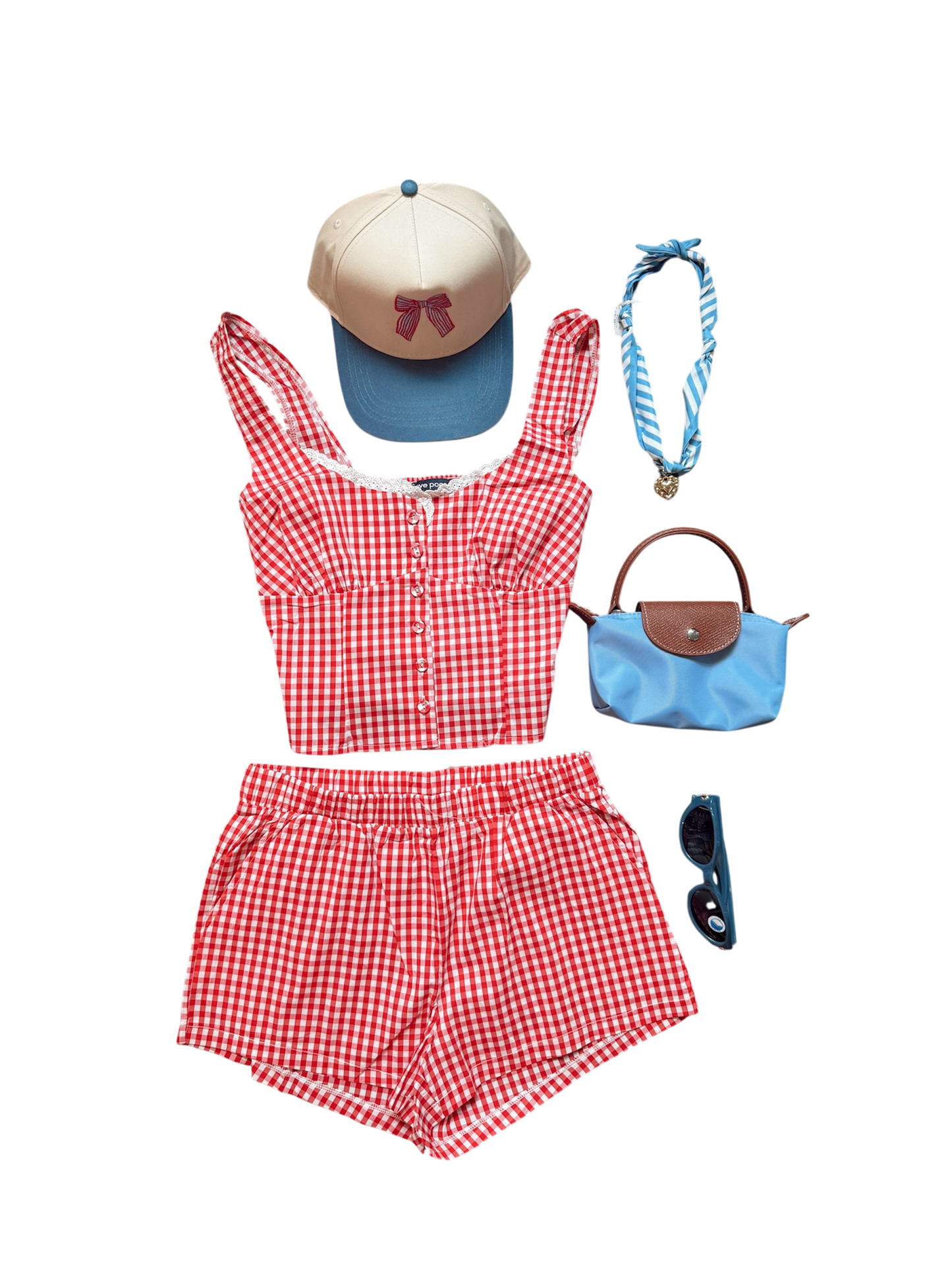 Gingham Lace Trim Top