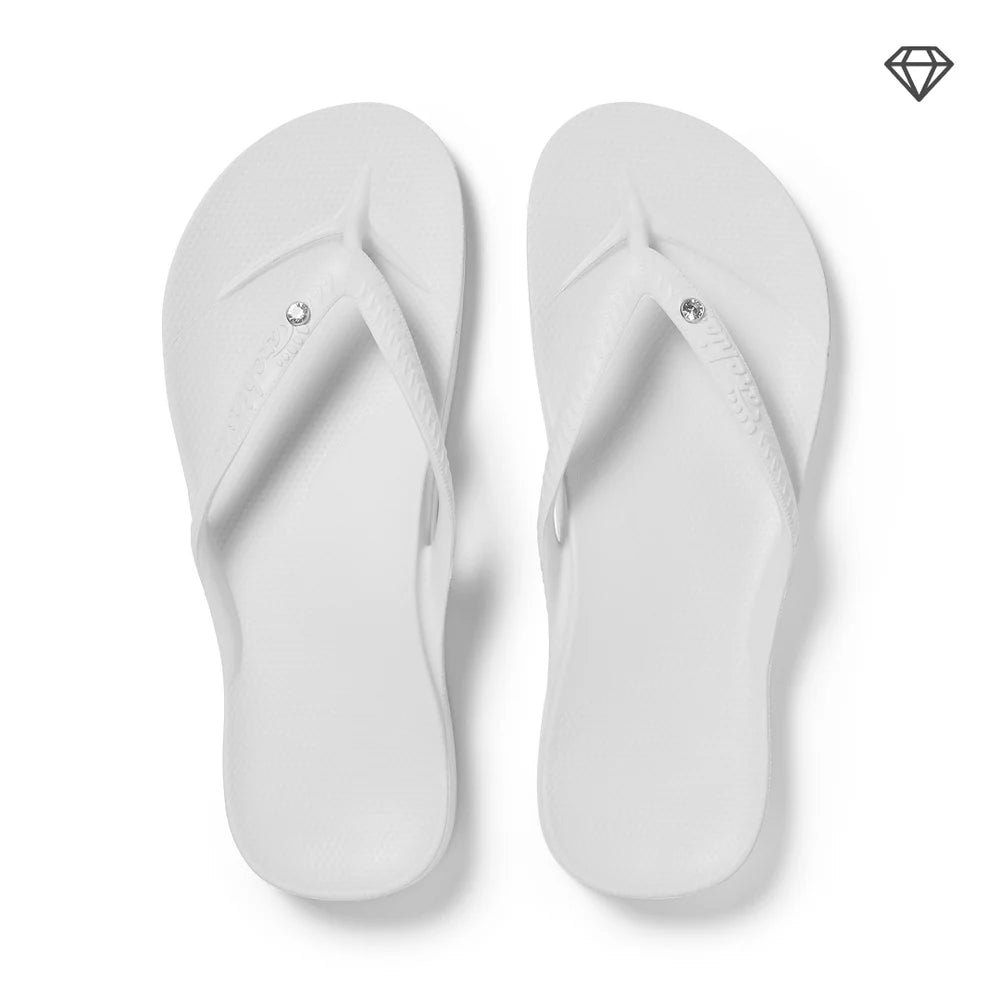 Archies Crystal White Arch Support Flip Flops